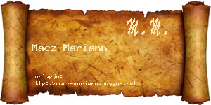 Macz Mariann névjegykártya