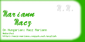 mariann macz business card